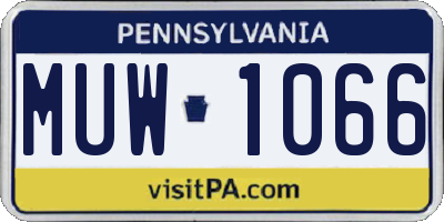 PA license plate MUW1066