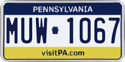 PA license plate MUW1067