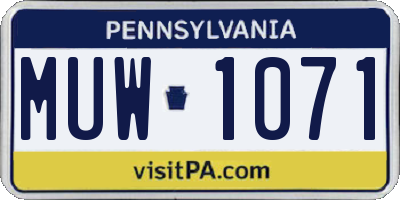 PA license plate MUW1071