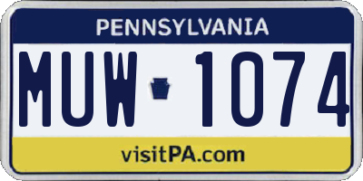 PA license plate MUW1074