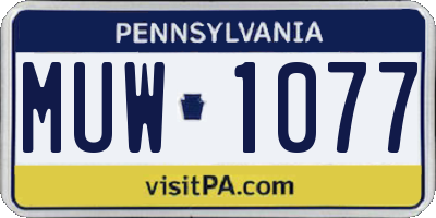 PA license plate MUW1077