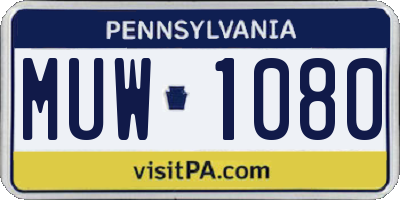 PA license plate MUW1080