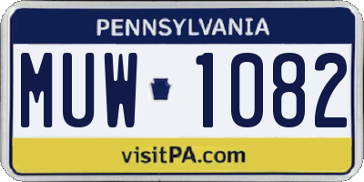 PA license plate MUW1082