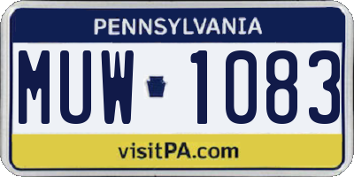 PA license plate MUW1083