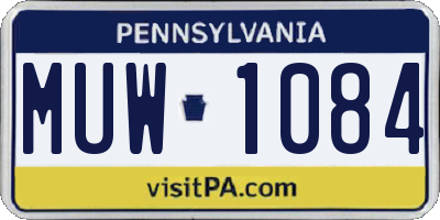 PA license plate MUW1084