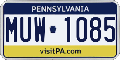 PA license plate MUW1085