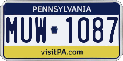 PA license plate MUW1087