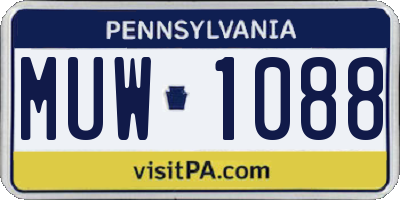 PA license plate MUW1088
