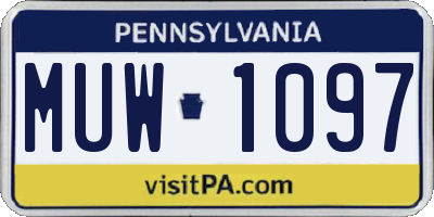 PA license plate MUW1097