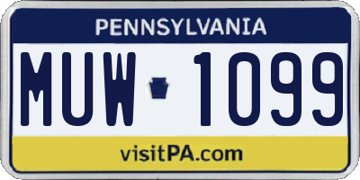 PA license plate MUW1099