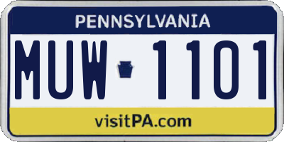 PA license plate MUW1101