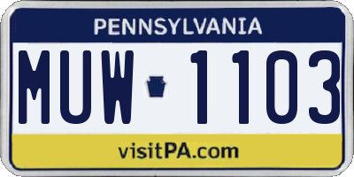 PA license plate MUW1103