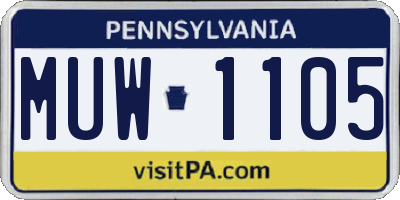 PA license plate MUW1105