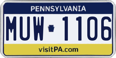 PA license plate MUW1106