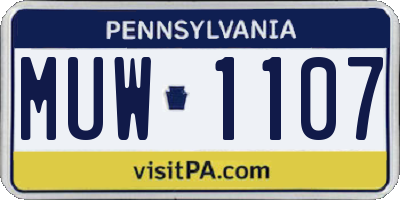 PA license plate MUW1107