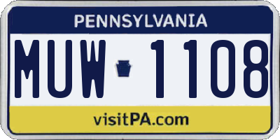 PA license plate MUW1108