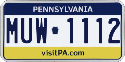 PA license plate MUW1112