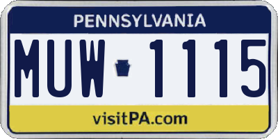 PA license plate MUW1115