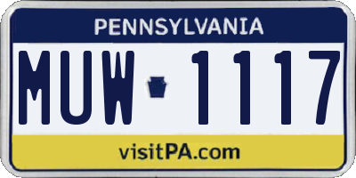 PA license plate MUW1117