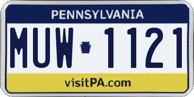PA license plate MUW1121