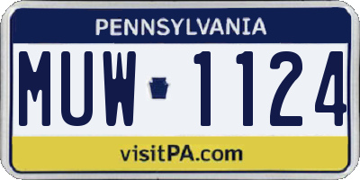 PA license plate MUW1124