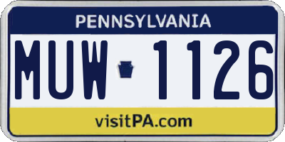 PA license plate MUW1126