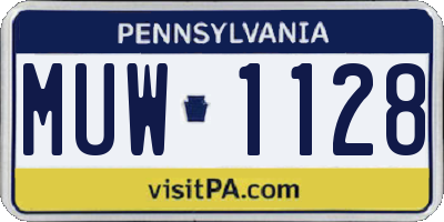 PA license plate MUW1128
