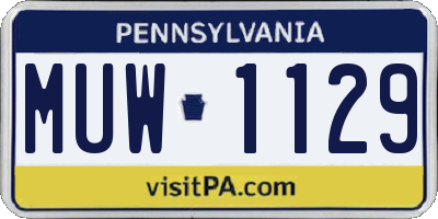 PA license plate MUW1129