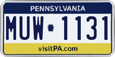 PA license plate MUW1131