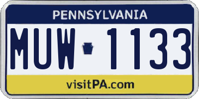 PA license plate MUW1133