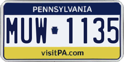 PA license plate MUW1135