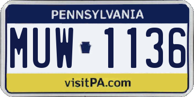 PA license plate MUW1136