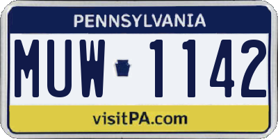 PA license plate MUW1142