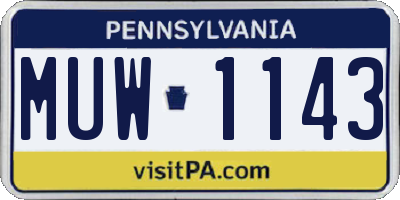 PA license plate MUW1143