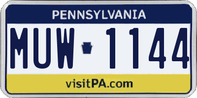 PA license plate MUW1144