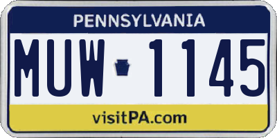 PA license plate MUW1145