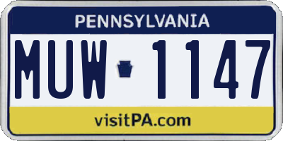 PA license plate MUW1147