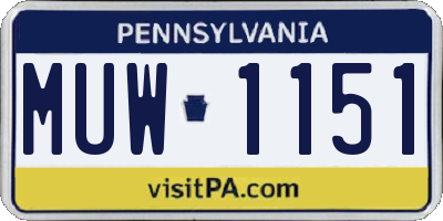 PA license plate MUW1151