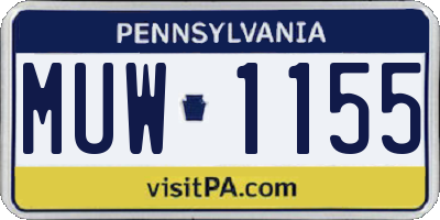 PA license plate MUW1155