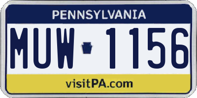 PA license plate MUW1156
