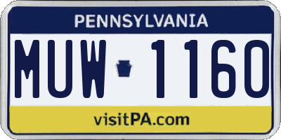 PA license plate MUW1160