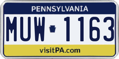 PA license plate MUW1163