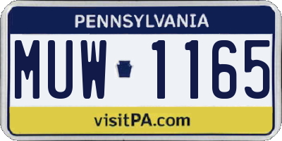 PA license plate MUW1165
