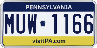PA license plate MUW1166