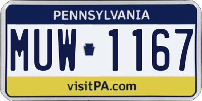 PA license plate MUW1167