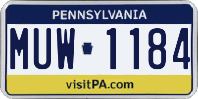 PA license plate MUW1184