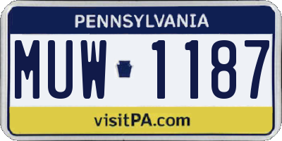 PA license plate MUW1187