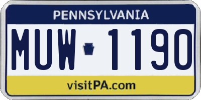 PA license plate MUW1190