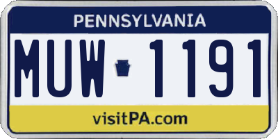 PA license plate MUW1191