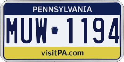 PA license plate MUW1194